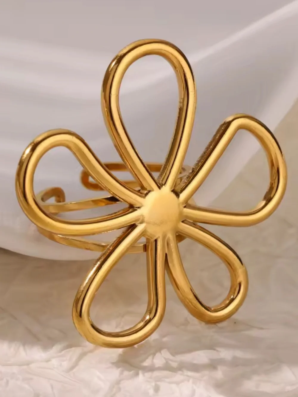 Gold Floral Openwork Statement Ring